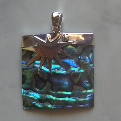 Squere Paua Pendant Silver