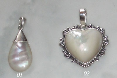 Silver Pendant Love With Mop Shell