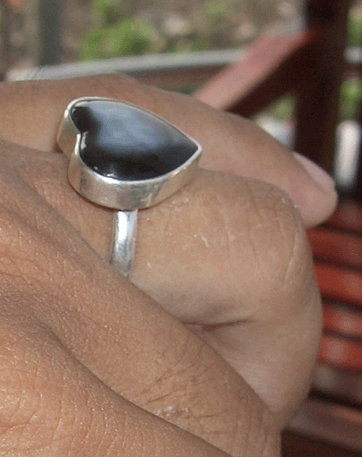 Ring Silver And Black Shell Made