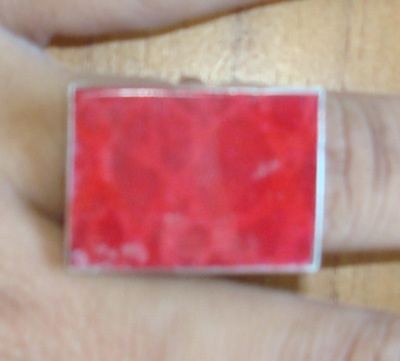 Red Coral Rectagonal Ring