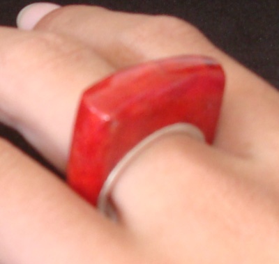 Red Coral Shell Ring