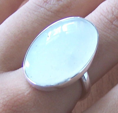 White Mop Shell Silver Ring
