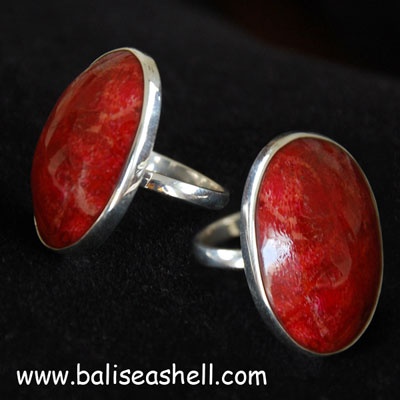 Red Coral Silver Jewelry Ring