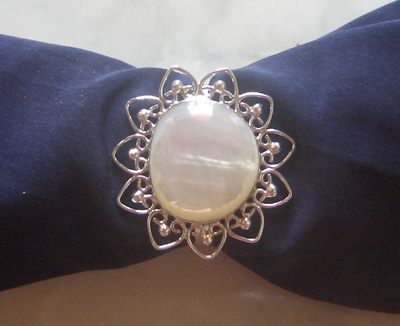 MOP Shell Napkin Ring With Silver